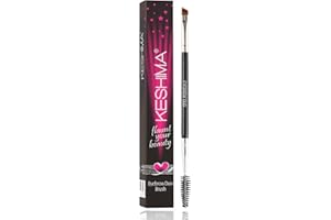 KESHIMA Eyebrow Brush Duo – Premium Angled Eye Brow Brush & Spoolie – Precision Eye Makeup Tool for Applying & Blending Powder, Gel & Liquids