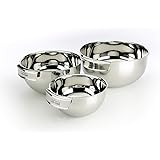 All-Clad Stainless Steel Dishwasher Safe Mixing Bowls Set Kitchen Accessorie, 3-Piece, Silver