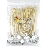 EricX Light Organic Hemp Candle Wicks, 100 Piece 8" Pre-Waxed by 100% Beeswax & Tabbed, for Candle Making