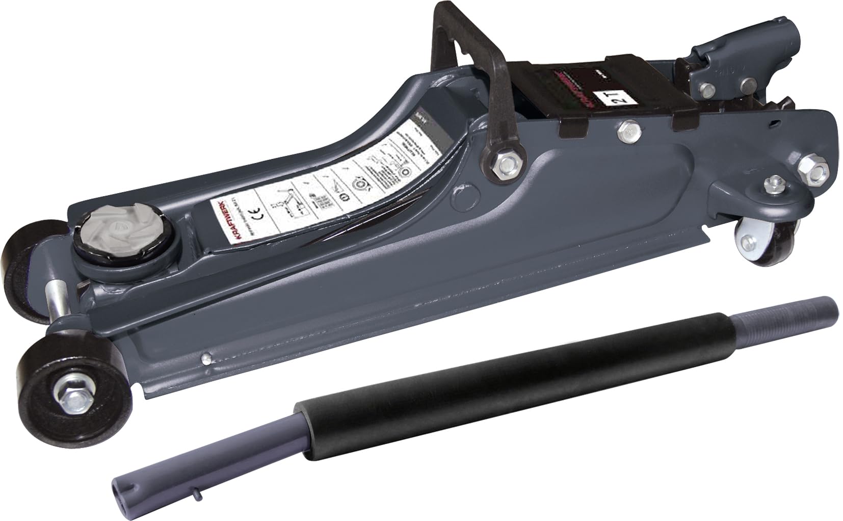 KRAFTWERK Hydraulic Trolley Jack 2t Flat Lifting Height 380 mm Minimum Height 85 mm Quick Lifting & Slow Lowering TÜV/GS Tested KRAFTWERK Car Jack Item No. 38110