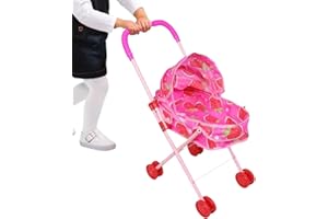 Baby Stroller Toy - Small Stroller with Canopy - Foldable Carriage Pushchair - for Home Travel Party Birthday School Outdoor 
