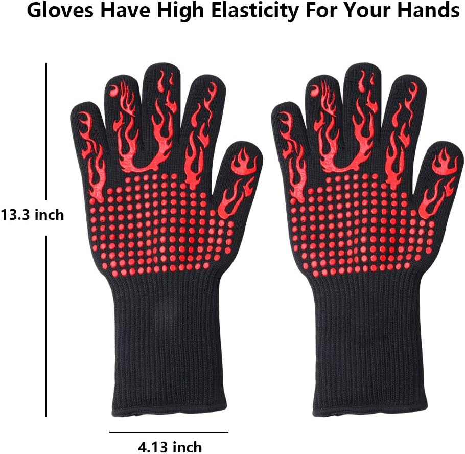 Cooking Smoker,1 Pair,BlackRed Fireplace VIGIND BBQ Gloves,Barbecue