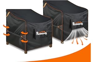Rimwig Patio Chair Covers 2 Pack Waterproof, Black Outdoor Furniture Covers, Heavy Duty Wicker Garden Chair Cover 32" W x 37" D x 36" H