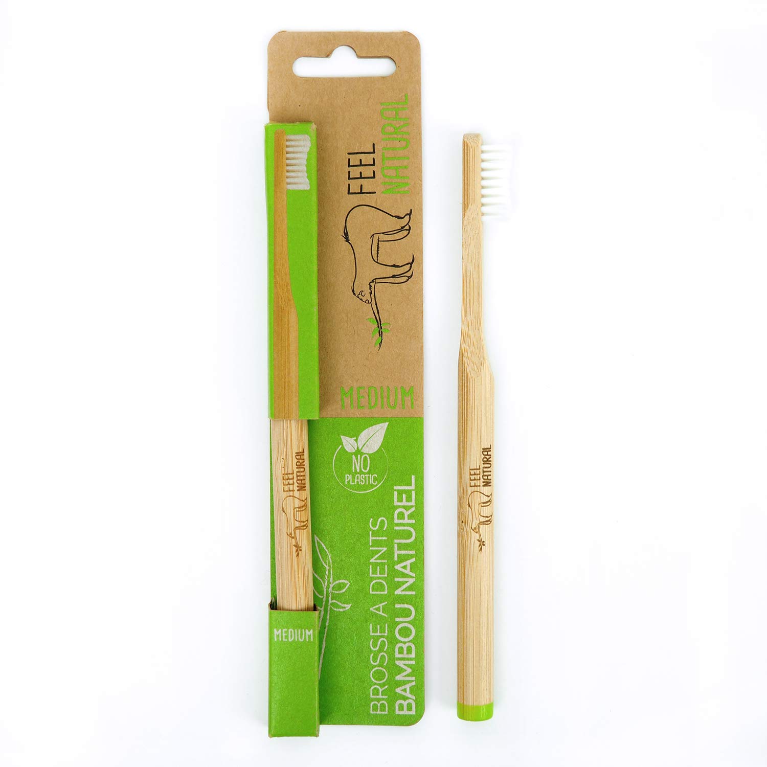 Medium Toothbrush – Biodegradable, Bamboo Handle – Gently Cleans – Oral Care – Ultra Soft Nylon Bristle Sensitive Gum, Healthy Teeth – Toothbrush Travel, Hygiene Feel Natural