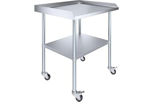 AmGood Commercial Work Table with Backsplash and Sidesplashes with Casters | NSF (Stainless Steel Table with Sideguards + casters, 36" Long x 30" Deep)