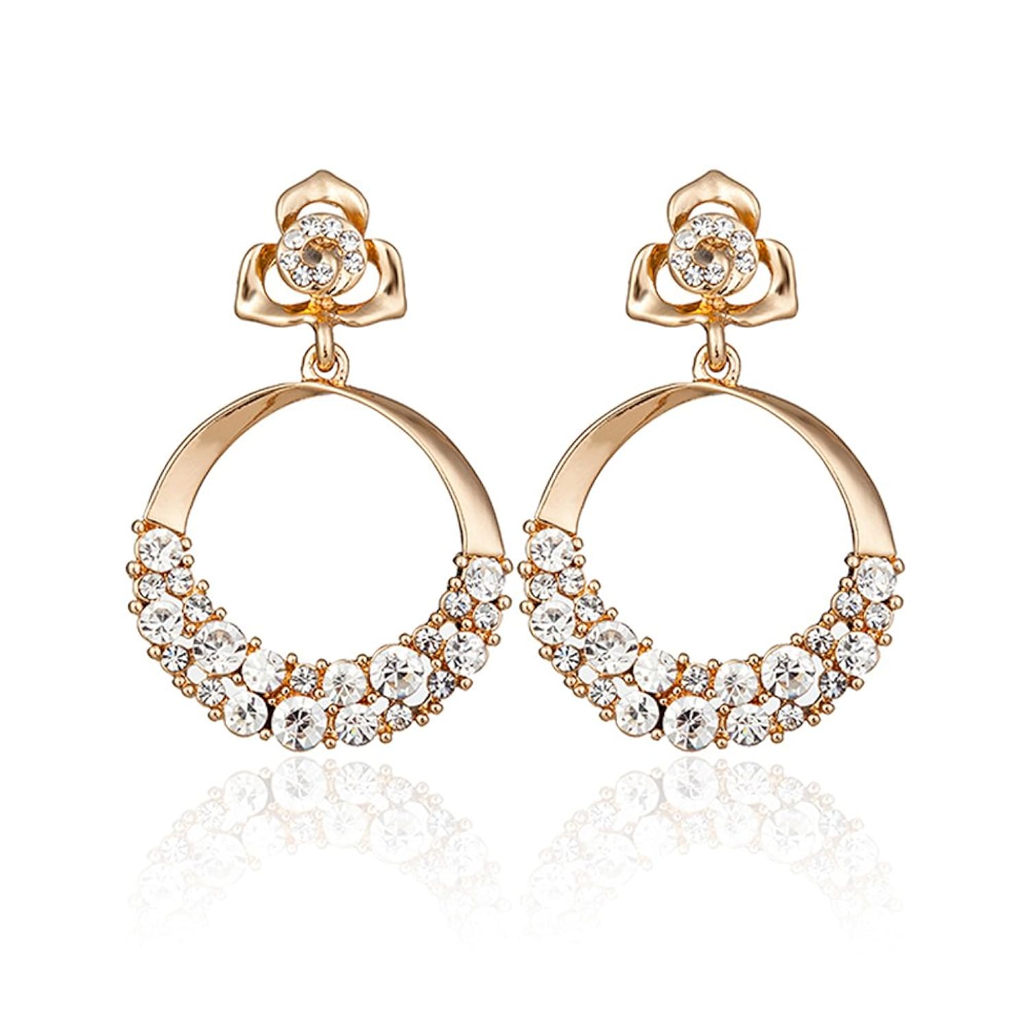 shining diva fashion stylish fancy party wear gold plated earrings for women & girls