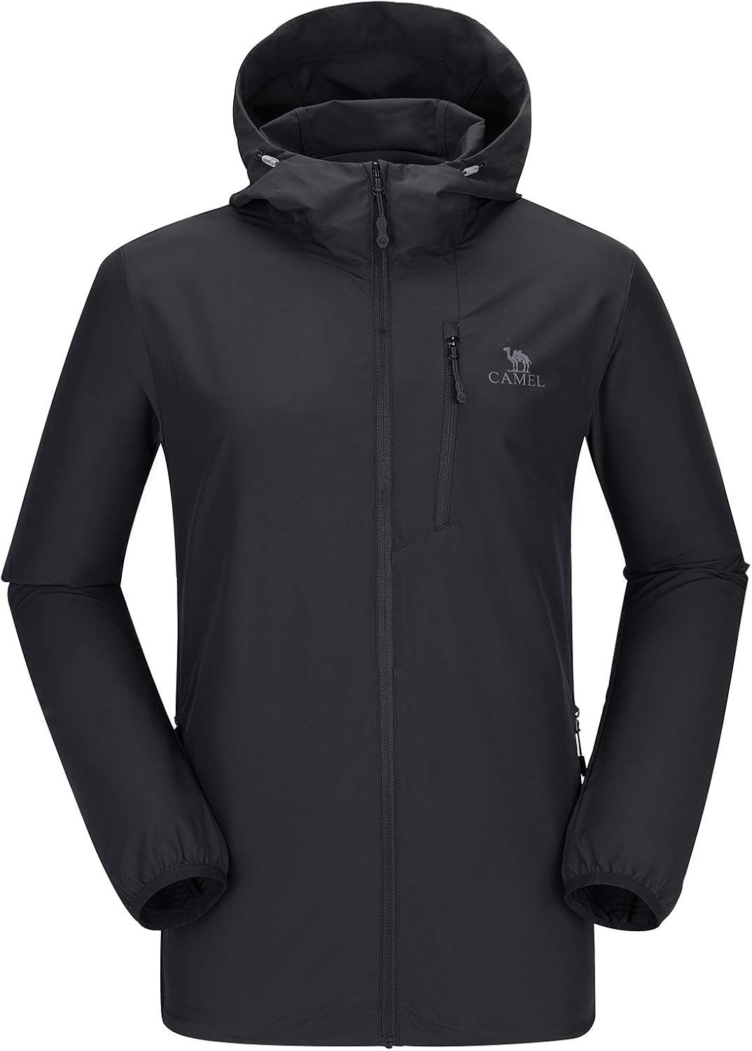 CAMEL Men's Jackets Running Lightweight Upf 50+ Sun Protective Hoodie Quick Dry Packable Sunblock Golf Jackets: Clothing