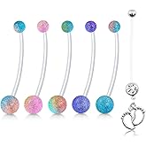 Briana Williams Pregnancy Belly Button Rings - Flexible Clear Long Belly Piercing Retainer Plastic Maternity Navel Rings for Pregnant Women - 25mm, 32mm, 35mm, 38mm Bar Sizes