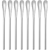 Bidponds 5Inch/12.8cm Coffee Stirrers Spoon,Silver Stainless Steel 304# Coffee Stir Sticks,Round Solid Handle Cocktail Beverage Iced Tea Stirring Stick,Drink Mixing Spoon,Set of 8