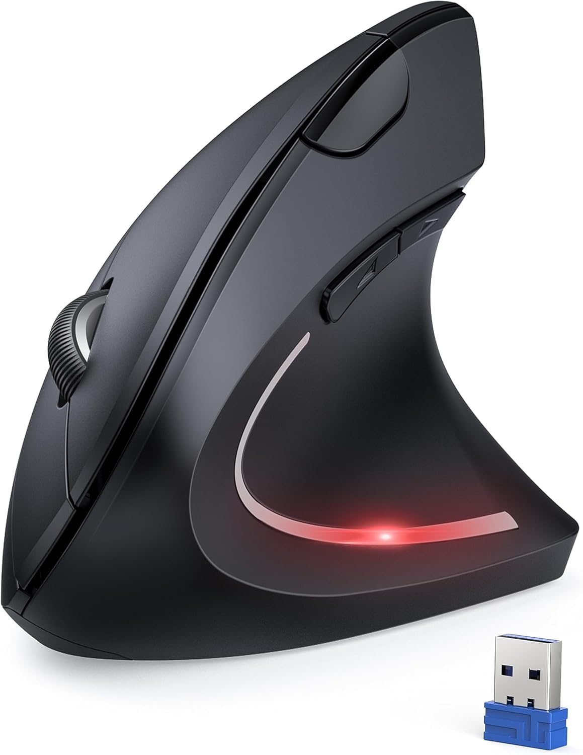 Photo 1 of TECKNET 2.4G Ergonomic Mouse Vertical Wireless - 4800 DPI Optical Carpal Tunnel Mouse Right Hand, 5 Adjustable DPI, Quiet Clicks, 6 Buttons for Laptop, Desktop, PC, Computer - Black