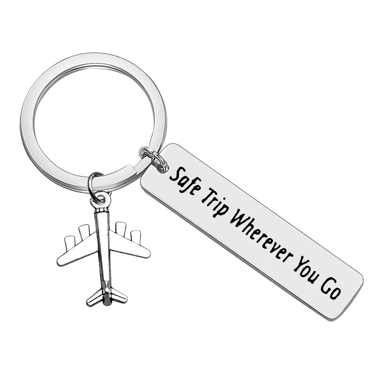 Huwujiu Safe Travels Keyring Safe Travels Gifts Aviation Gift Flight Attendant Flight School Graduation Gifts Pilot Traveler Gifts Travel Keyring for Family Friend Couple Gifts