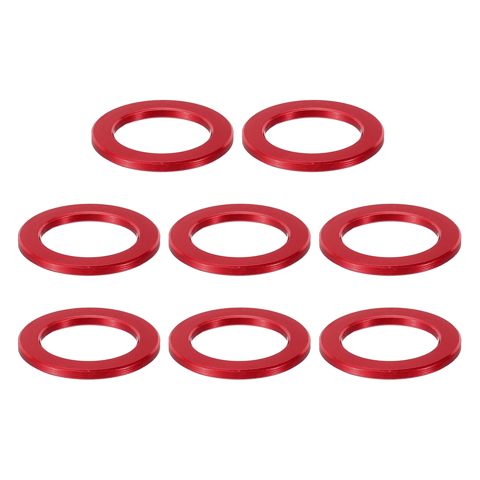 PATIKIL M12 Aluminum Spacer, 8Pcs Metal Spacers Aluminum 12.2mm ID x 18mm OD x 1.5mm L Aluminum Spacer Screw Standoff Round for 1/2in or M12 Screw Bolt, Red