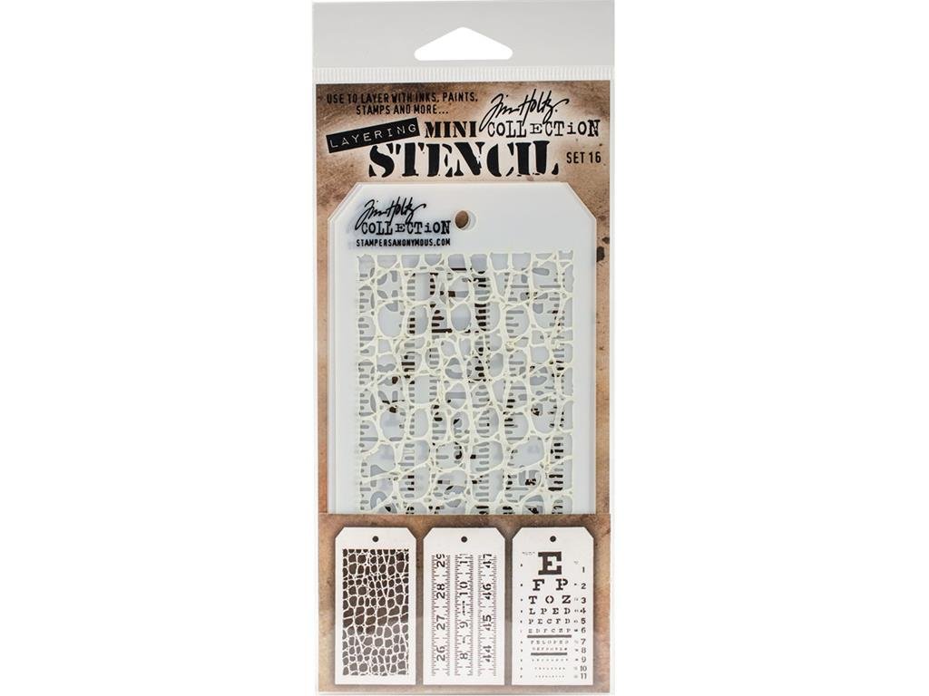 Stampers Anonymous Tim Holtz Mini Layered Stencil Set #16,Multicoloured,8.61x21x0.2 cm
