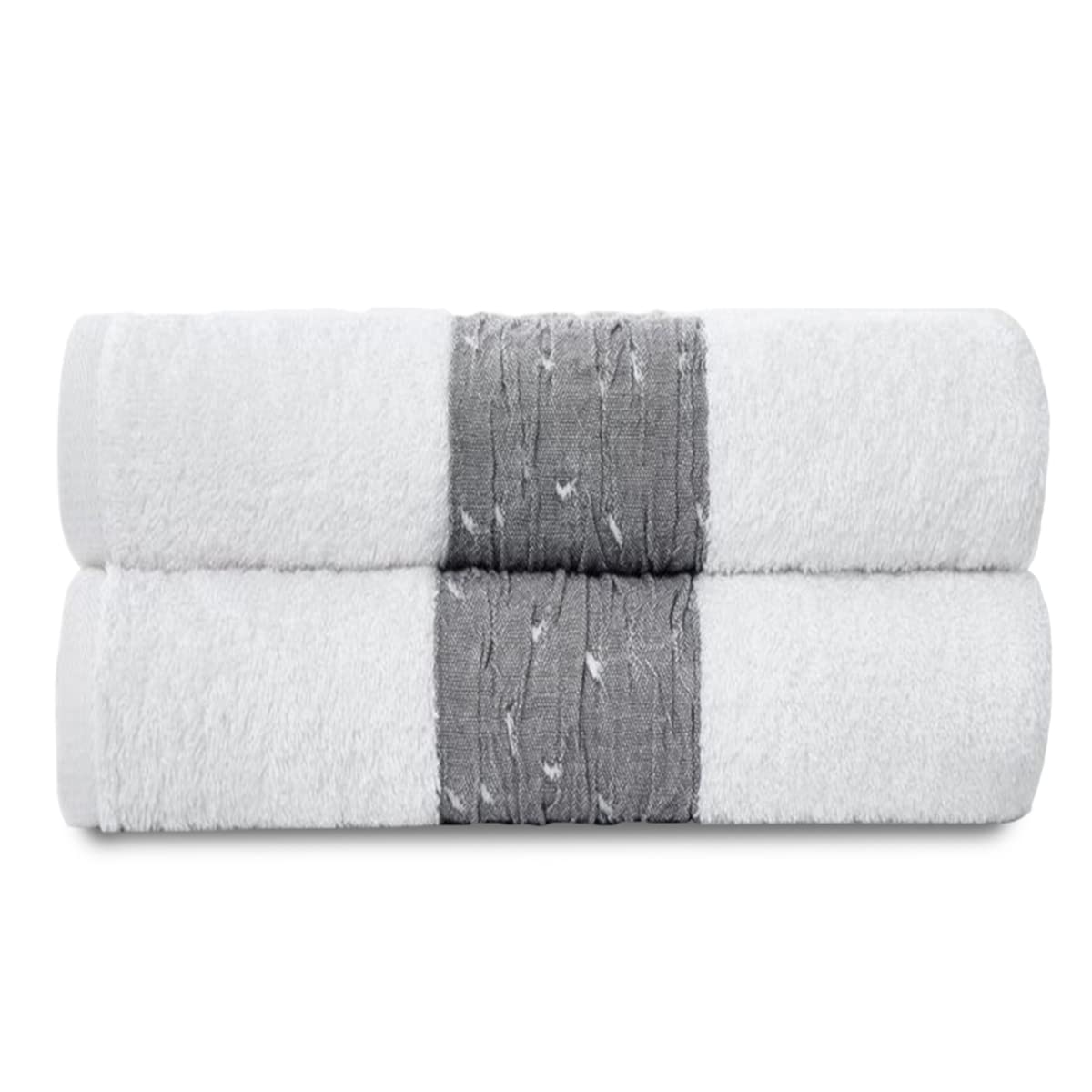 GC GAVENO CAVAILIA Egyptian Cotton 600 GSM 2PK Bainsford Extra Thick Bath Towel, Soft & Cosy Super Absorbent Bathroom Accessories, White, 70X120 cm