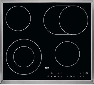 AEG HK634060XB Autarkes Glaskeramik-Kochfeld / Strahlenbeheizt / 60 cm / Edelstahlrahmen / 4 Kochzonen / Bräterzone / Mehrkreiskochzone / Kindersicherung