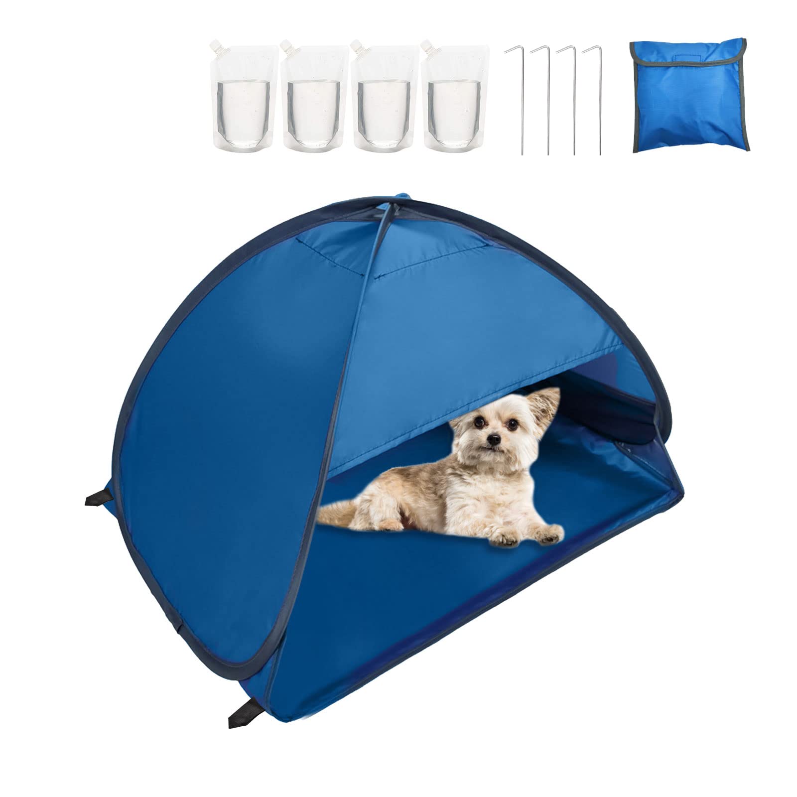 HACRAHO Pop Up Beach Sun Tent, 1 Pack Foldable Anti-UV Mini Automatic Pop Up Tent with 4 Water Storage Bag Instant Sun Protection Canopy with Fixed Nails for Outdoors Camping Picnic Beach — image 1