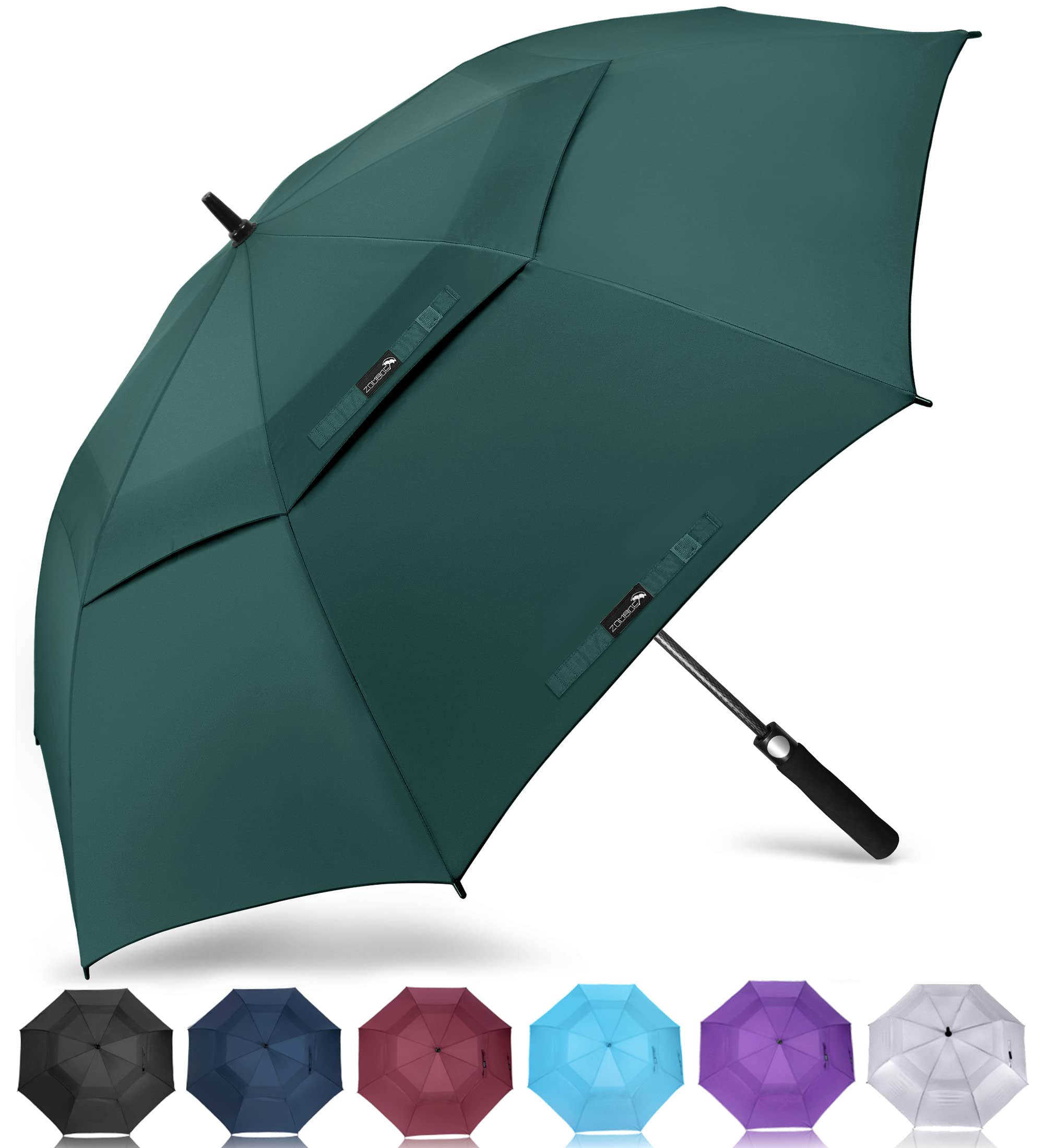 ZOMAKE Golf Umbrella Windproof and Rainproof 68in, Large Umbrella Windproof Strong, Big Golfing Brolly Unbreakable Double Canopy for Men Women (Dark/Green)
