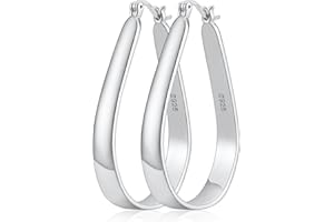 DORANA Sterling Silver Hoop Earrings for Women Large Oval Hoop Earrings Lightweight Big Gold Hoops Earrings Hypoallergenic 14K Gold Plated Hoops Earrings Non Tarnish Jewelry Gifts 20/30/40mm