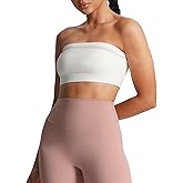 Aoxjox Women's Workout Strapless Bandeau Mesh Bras Training Fitness Running Yoga Crop Tank