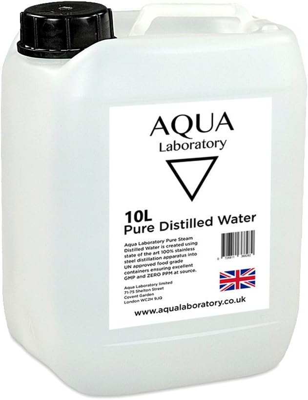 AQUA LABORATORY 0.0 PPM Pure Steam Distilled Water (10 Litres in UN Container & Tamper Evident Cap) - High Grade Pure Water