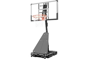 Aimking Portable Basketball Hoop System with 44 Inch Shatterproof Backboard, 4.8FT-10FT Adjustable Height Basketball Goal Outdoor for Youth/Teens/Adults Indoor Outdoor