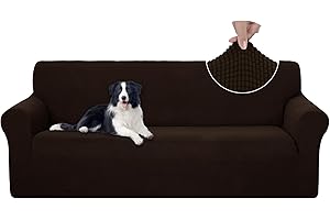 U-NICE HOME Stretch Couch Cover Sofa Cover Washable Sofa Slipcover Furniture Protector for 3 Cushion Couch Sofa Pet Friendly(Sofa, Chocolate)