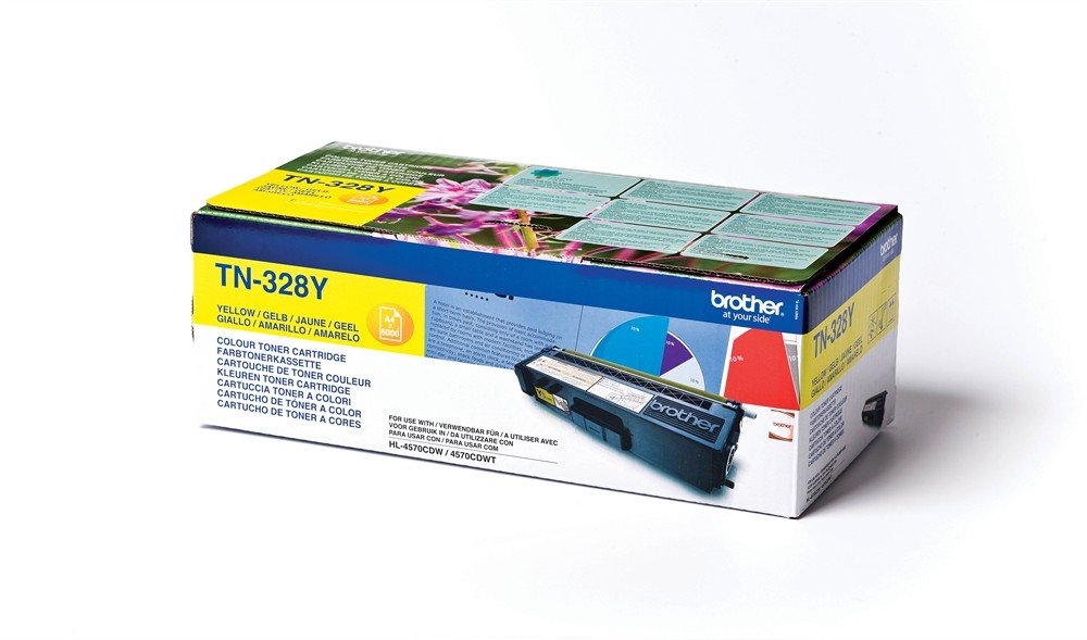 Brother TN328Y - Yellow - original - toner cartridge - for Brother DCP-9270CDN, HL-4570CDW, HL-4570CDWT, MFC-9970CDW