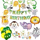 Jungle Theme Party Supplies Happy Birthday Party Decorations (Safari Animals Balloons)
