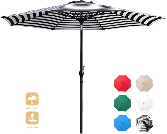 Amazon.com : Flamaker 9 FT Patio Umbrella Tilts Outdoor Umbrella Picnic