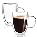 12 Oz Double Walled Glass Coffee Mugs with