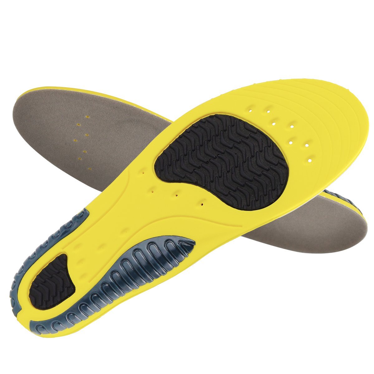 HLYOON Sport Trainer Athletic Cushioning Arch Support Shoe Insoles Excellent Shock Absorption for Arch Support,Gray flocking cloth and PU+TPU, High elasticity and Quick-drying (UK Woman\'s (3-8))