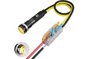 FILN 1Pcs 8MM (5/16") Indicator Light led Indicator Light 110VAC Metal Lights Waterproof ip67 Yellow Signal Lamp Lights(110V-Black Anodized-Yellow 1Pcs)