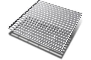 YUXITIA Galvanized Steel Drainage Grate, B125 Class Sewer Grate,Weather-Resistant Outdoor Drain Cover, Heavy Duty Channel Grate Silver Square Drainage Grate for Garage,Sewer,Dowmspout,Yard. (23 * 23IN)