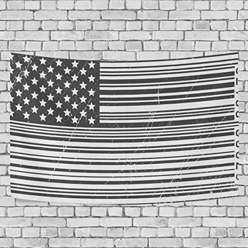 FORMRS American Flag Tapestry Wall Hanging Decor 80 x 60 Inches Black and White,4th of July Decoration Patriotic Decor,One Sided Printing