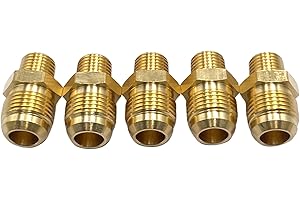 BUMUGUFU 5 Pcs 1/2" Flare x 1/4" NPT Male Brass Tube Fittings,1/2 Inch Flare to 1/4 Inch NPT Half Union Compression Tube Fitting for Using with Fuel and Gas Systems