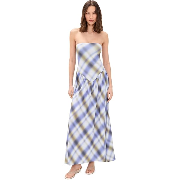 alc moira dress blue Moira Satin Pleated Maxi Dress main image 1