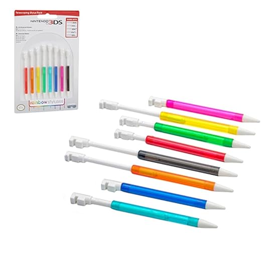 3DS XL/DSi XL Stylus 8 pack Rainbow (PDP) Video Games