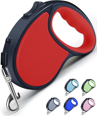 ANCOOLE Retractable Dog Lead 5M 16ft Extendable 360° Tangle-Free Nylon Tape