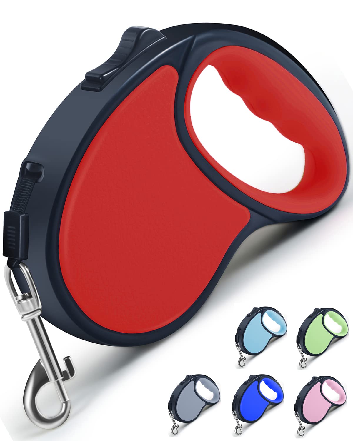 Retractable Dog Lead, ANCOOLE 5M/16FT Extendable Dog Lead 360°Tangle-Free Smooth&Durable Nylon Tape with Anti-Slip Handle, One-Handed Brake for Small Medium Dogs (Red) — image 1