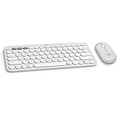 Logitech Pebble 2 Combo for Mac, Wireless Keyboard and Mouse, Slim, Quiet and Portable, Customizable, Bluetooth Mouse and Keyboard, Easy-Switch, for macOS, iPadOS - Tonal White