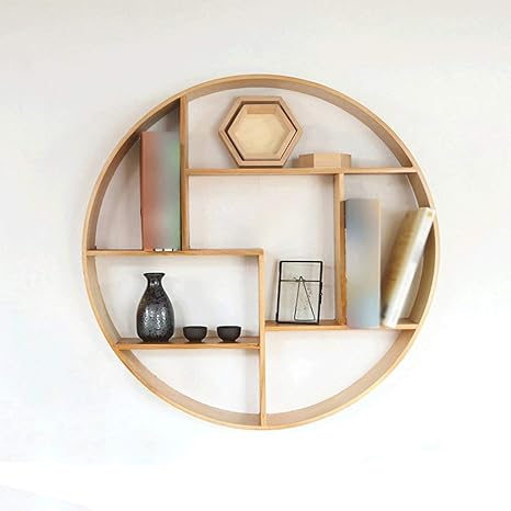 Amazon Com Llryn Round Wooden Wall Shelf Racks Antique Wood Floating Shelves Bedroom Decorative Wall Shelves Living Room Bathroom Kitchen Office Etc Home Kitchen
