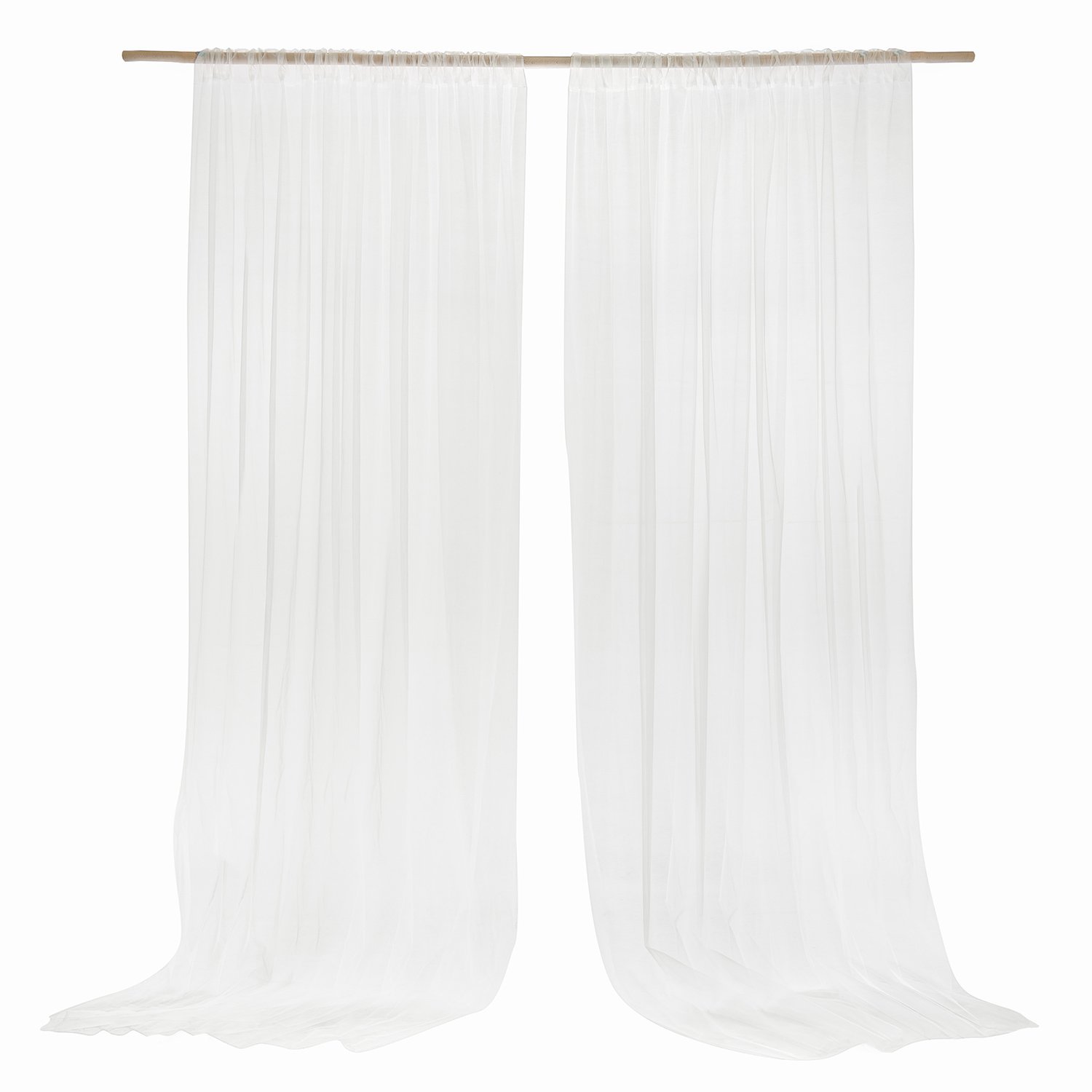 Photo 1 of Ling's moment Wide White Sheer Curtains, Chiffon Wrinkle-Free Window Doorway Drapes Backdrop for Sliding Glass Doors Living Room Wedding Party Bedroom Farmhouse Arch Stage, 5ft x 10ft 2 Panels