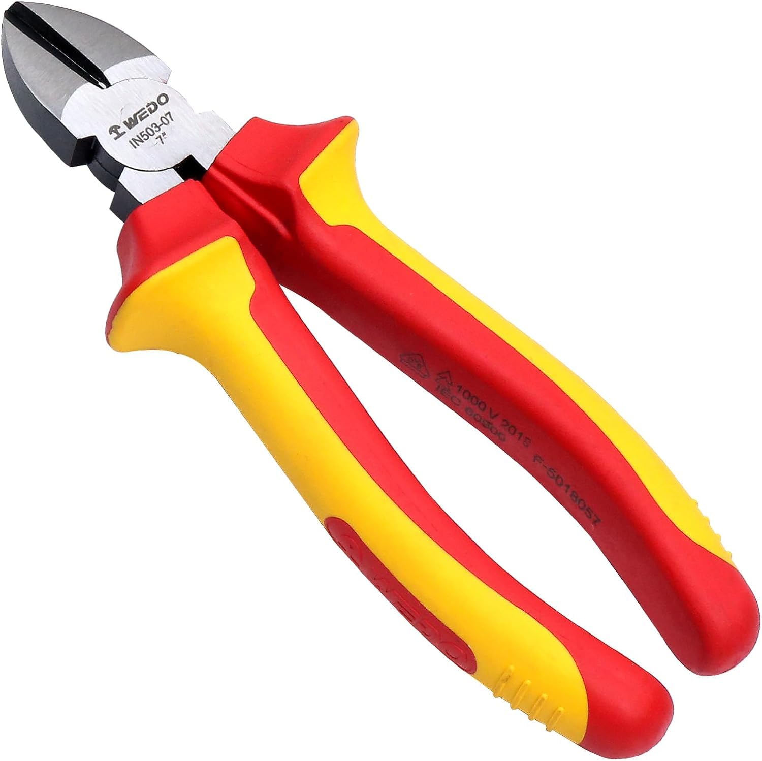 WEDO Insulated Diagonal Cutting Pliers 150mm(6"), VDE 1000V Side Wire Cutters Injection Pliers, Anti-Slip Handles, CR-V, Jaw Hardness HRC58-63, Die-Forged