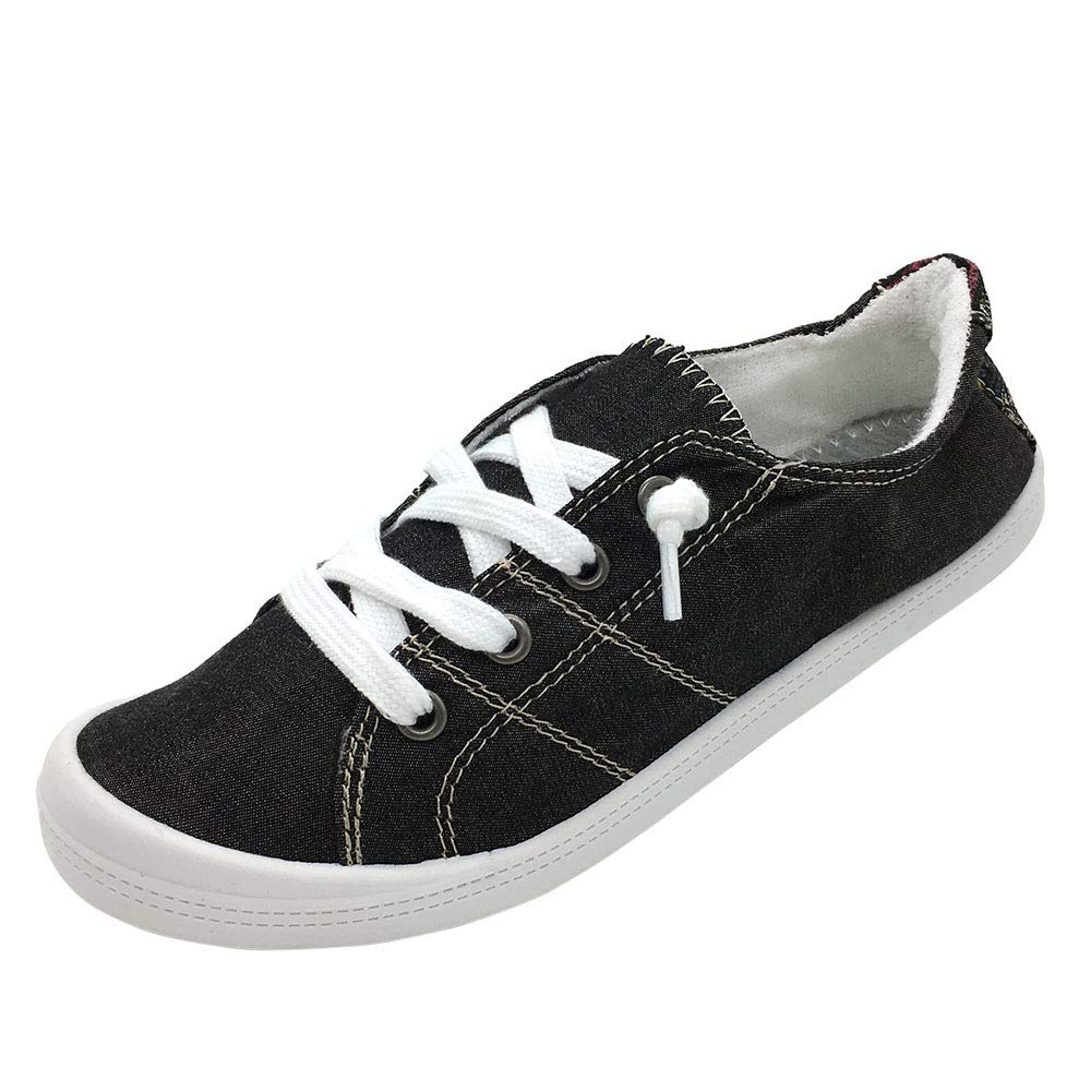 Women’s Slip-On Canvas Sneaker Fashion Low Top Casual Shoes Lace up Classic Walking Shoes