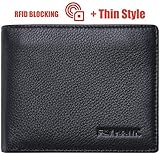 FlyHawk Mens RFID Blocking Best Leather Wallets Bifold/Trifold Black/Coffee Credit ID Card Money Clip Wallet