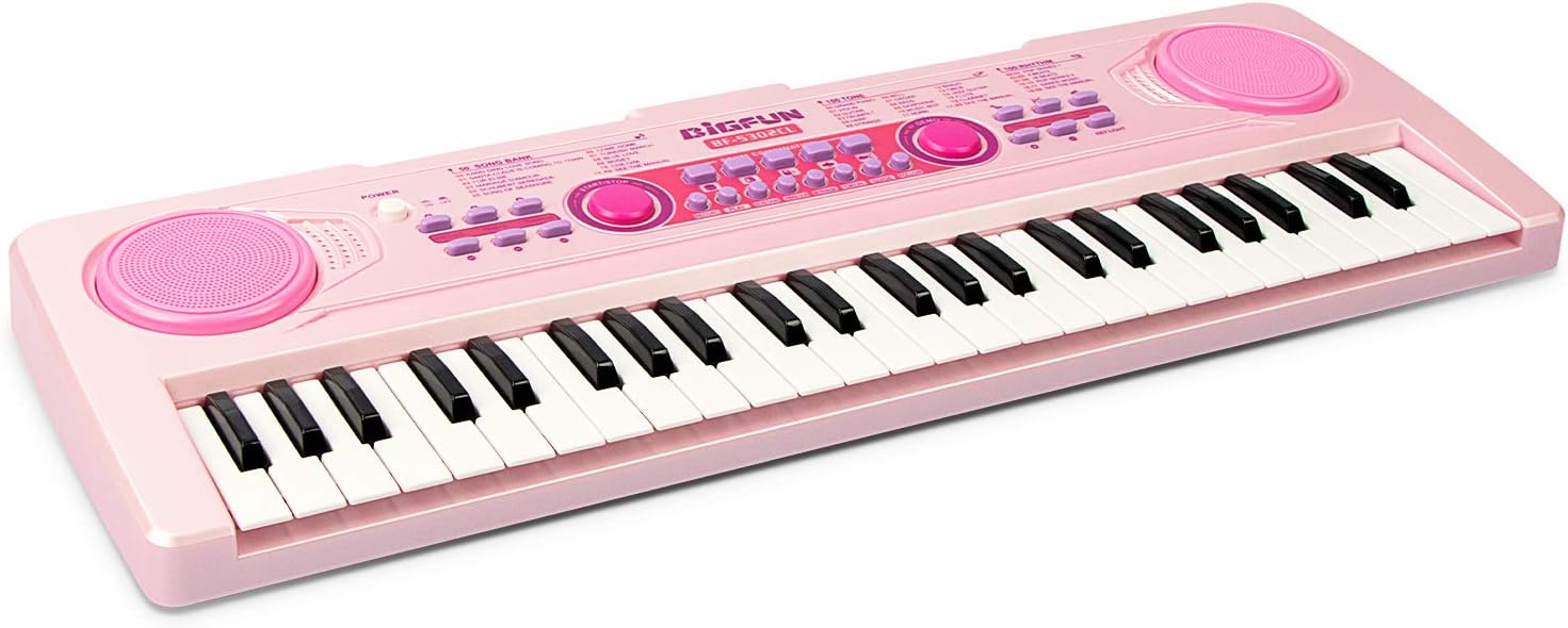 aPerfectLife Chargable Keyboard Piano, 49 Keys Multi-Function Electronic Kids Piano Keyboard Educational Toy Organ for Beginners and Kids with Charging Function (Pink)