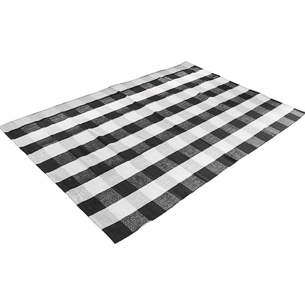 Ukeler Area Rugs, Black White Plaid Rugs Cotton Hand-Woven ...