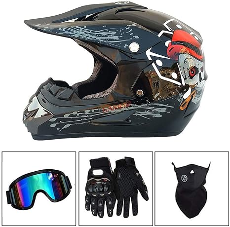 Amazon Co Jp モトクロスヘルメットティーン大人のオートバイのヘルメットsuvマスクゴーグル手袋 ファッションダートバイクオフロード マウンテンバイクヘルメットギフト Bright Black S ホーム キッチン