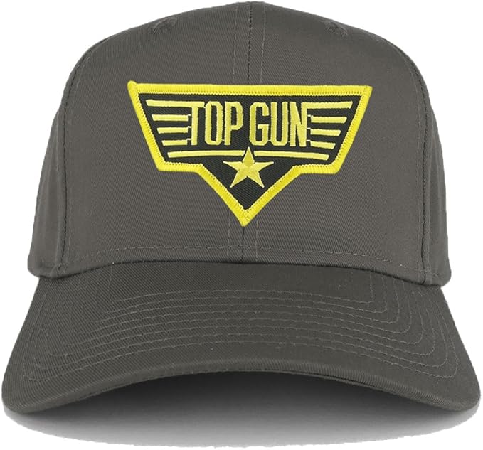 Top Gun Black Yellow Embroidered Iron On Emblem Patch Adjustable