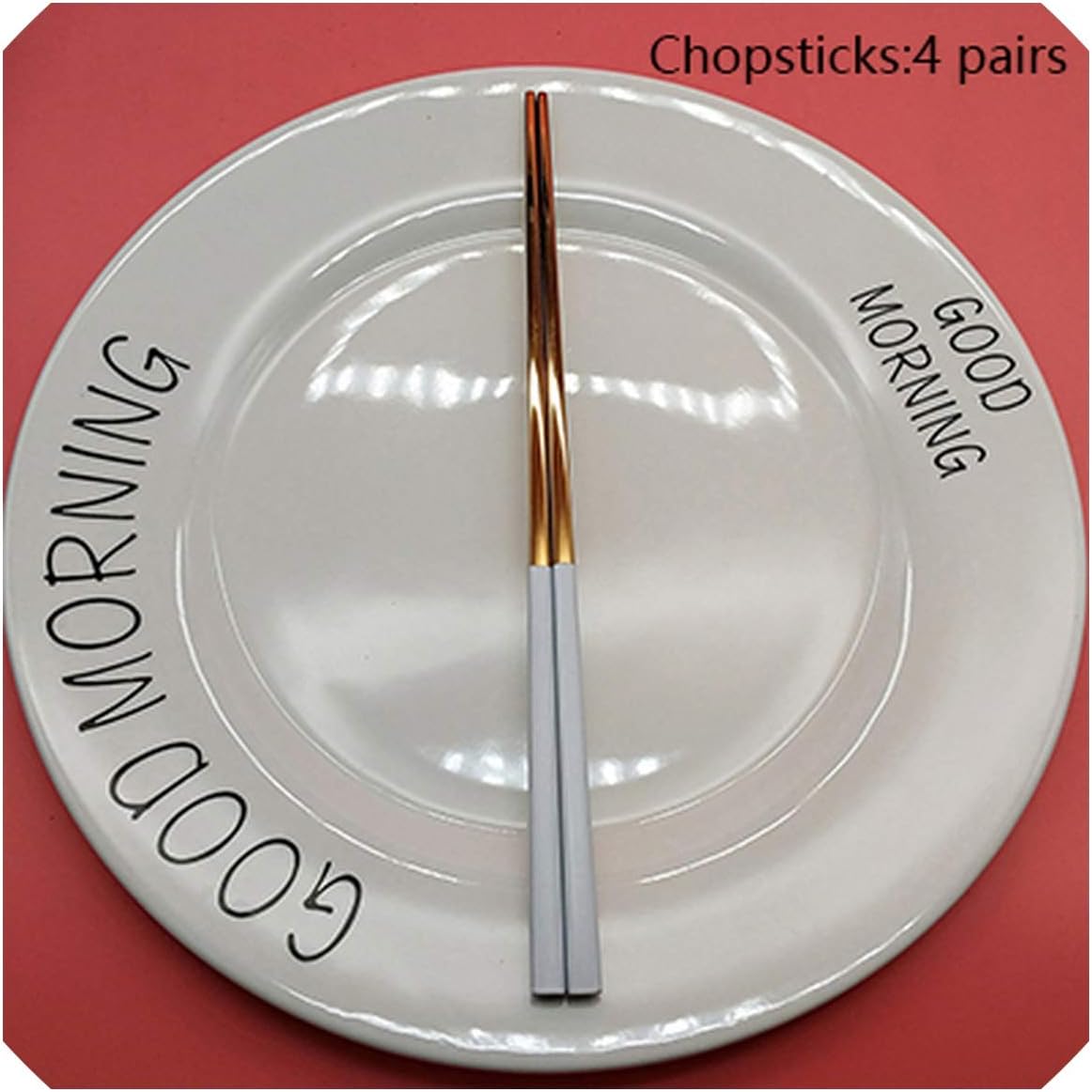 4pcs White Gold Dinnerware 304 Stainless steel Knife Fork Spoon Chopsticks Cutlery Kitchen Food Tableware Flatware Set,Chopsticks 4pcs